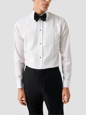 Eton White Fine Striped Bib Tuxedo Shirt